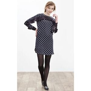 Banana Republic Foulard‎ Silk Ruffle Dress Long Sleeve 2 Romantic Preppy